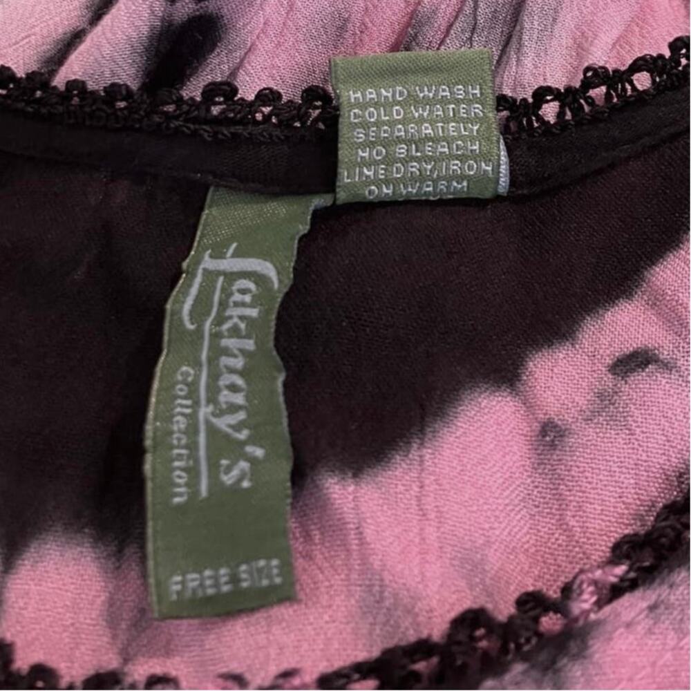 Lakhay's Collection Women's Pink/Black Tie-Dye Pullover Artsy Eclectic Free Size - Picture 6 of 9